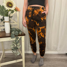 Load image into Gallery viewer, Black &amp; Orange Bleached Sweatpants
