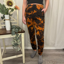 Load image into Gallery viewer, Black &amp; Orange Bleached Sweatpants
