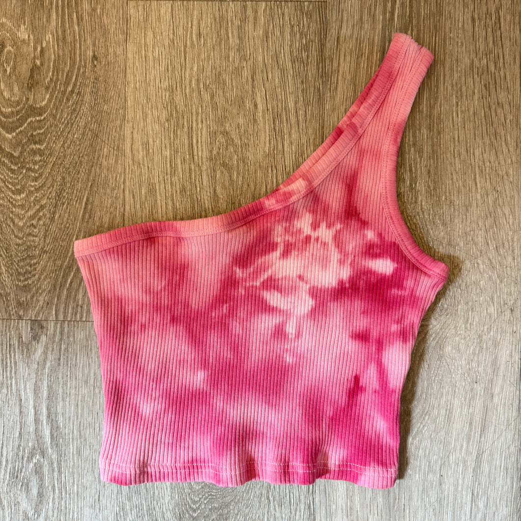 One Shoulder Dark Pink Top - Large