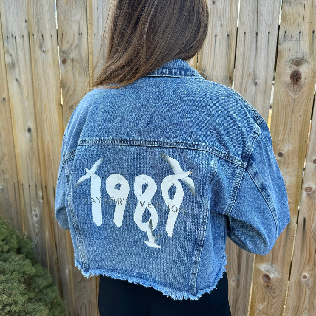 1989 Rhinestone Cropped Jean Jacket