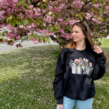 Load image into Gallery viewer, Black Floral Bookshelf Crewneck
